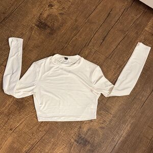 SHEIN Cream Long Sleeve Crop Top